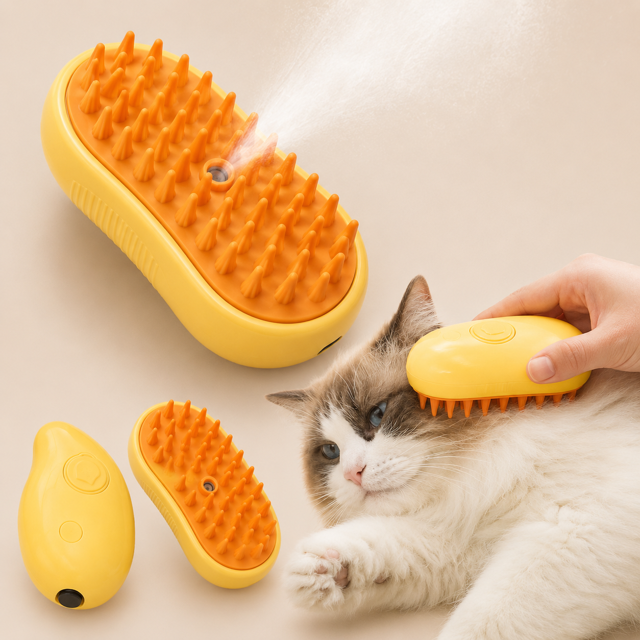 SteamBrush™ | Cepillo Vaporizador 3 en 1 para Perros y Gatos