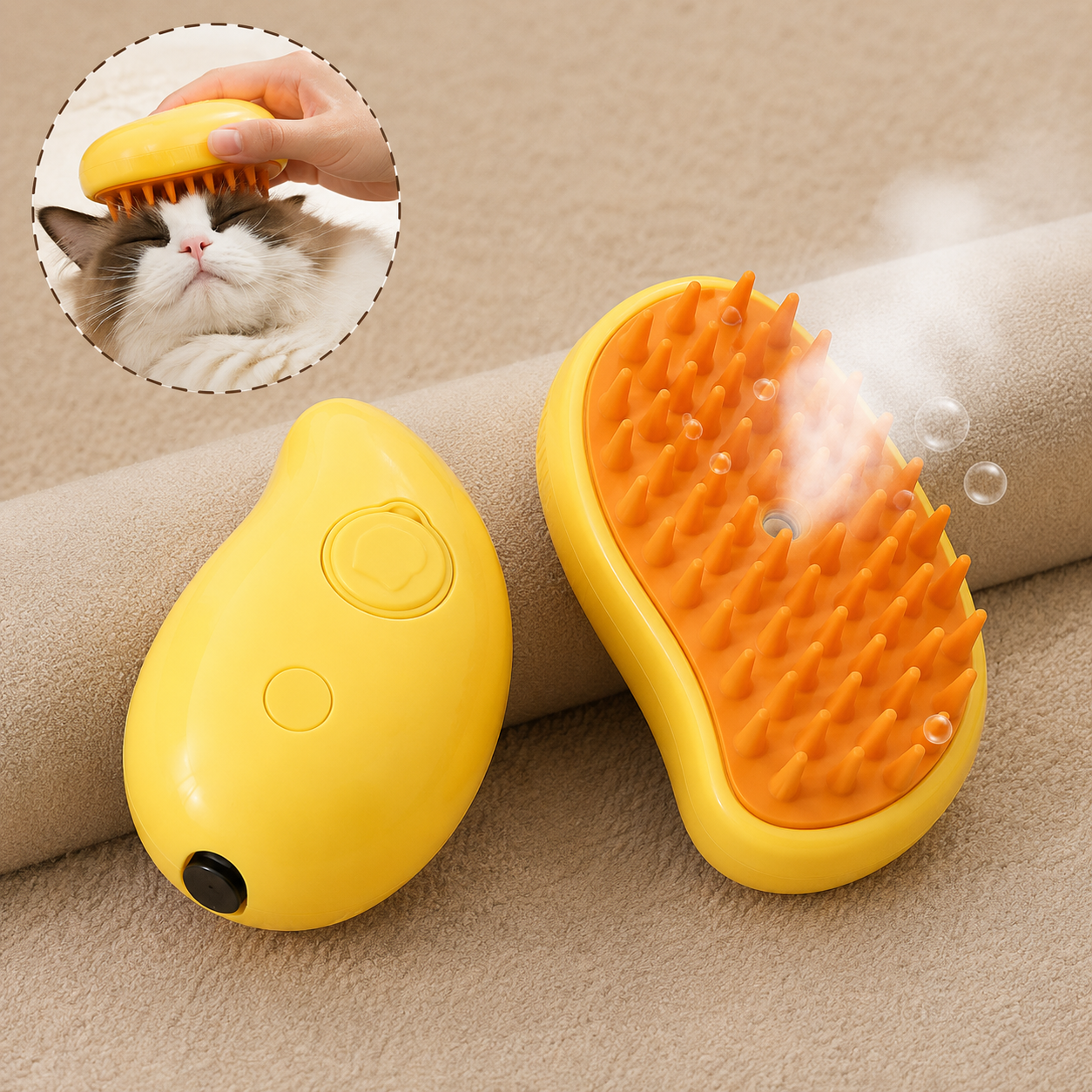 SteamBrush™ | Cepillo Vaporizador 3 en 1 para Perros y Gatos